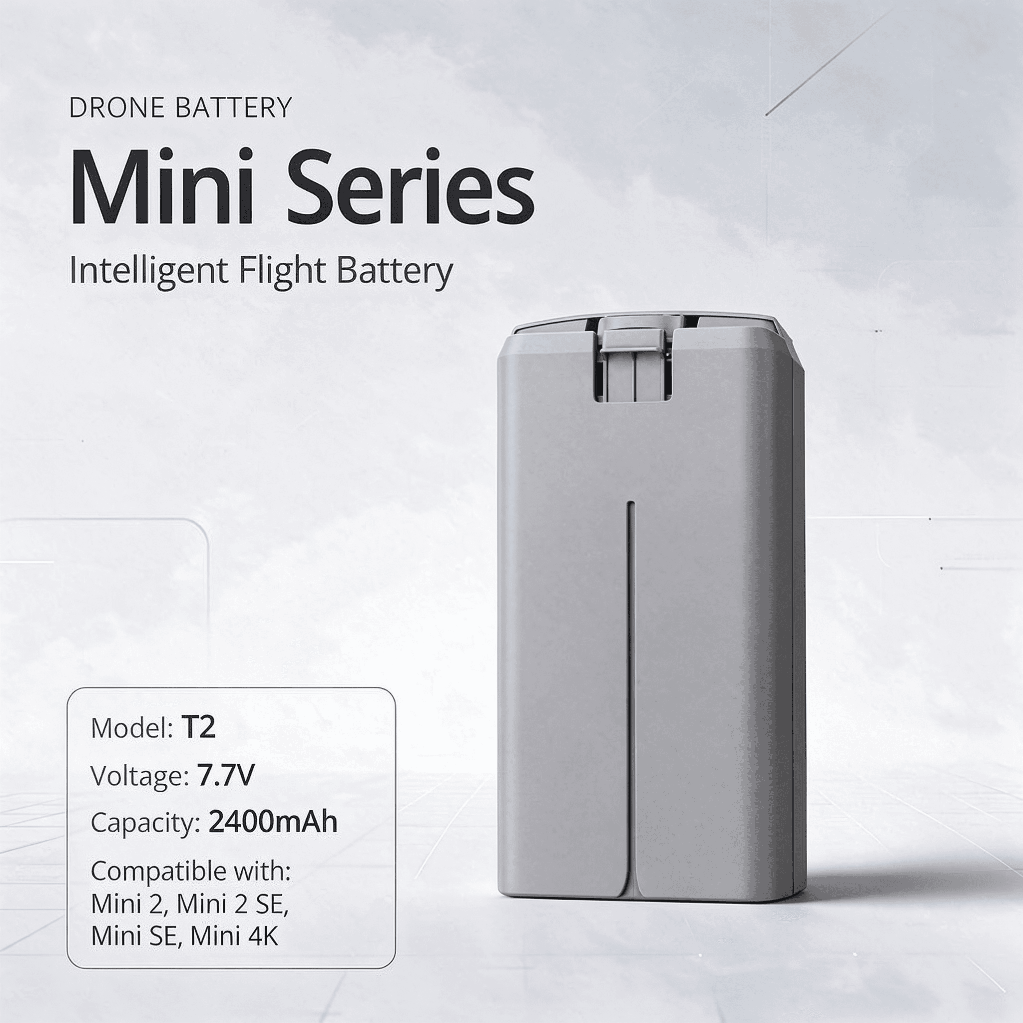 T2 7.7V 2400mAh Replacement Battery Compatible with DJI Mini 2, Mini 2 SE, Mini SE and Mini 4K - 1