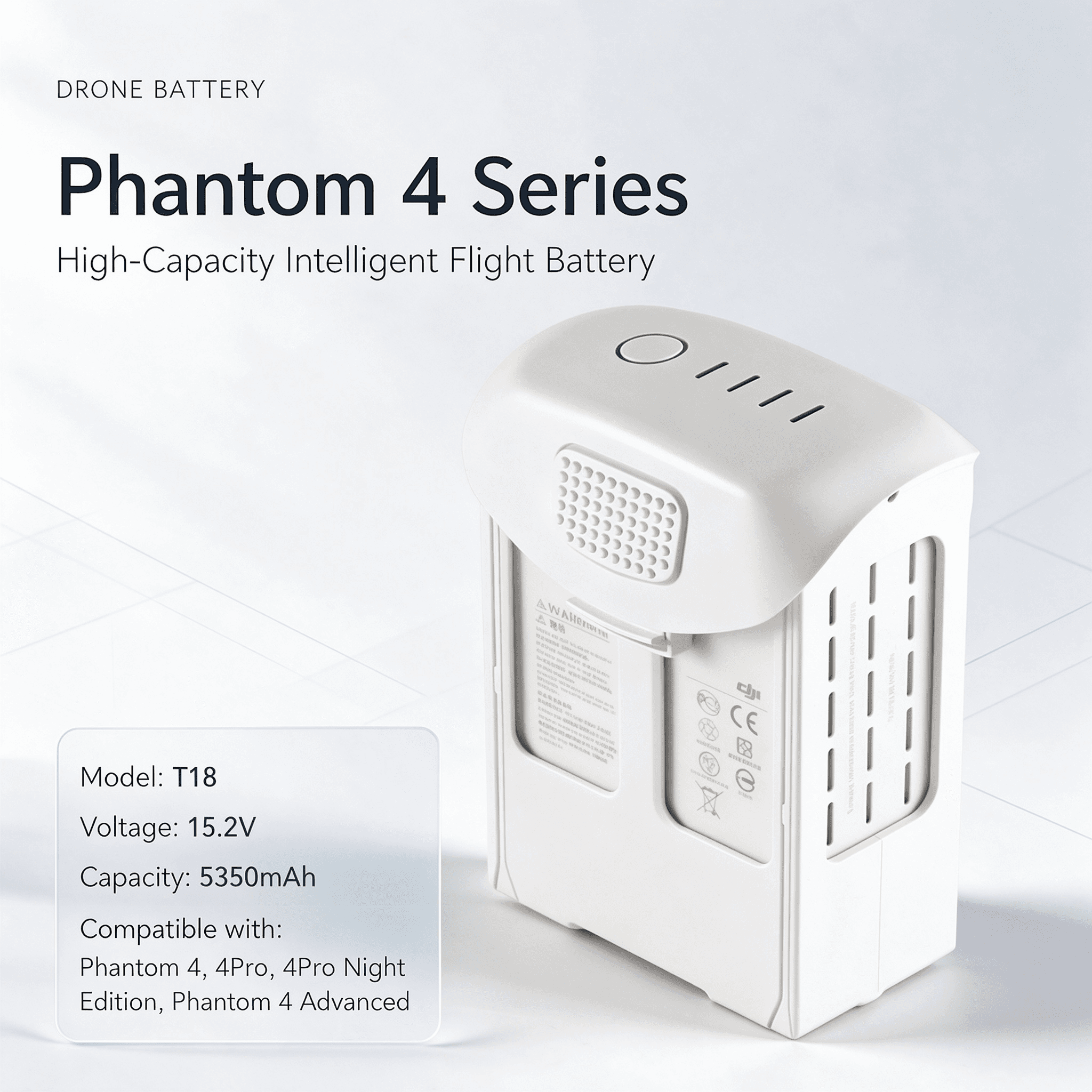 T18 15.2V 5350mAh Replacement Battery Compatible with DJI Phantom 4 Series - 1