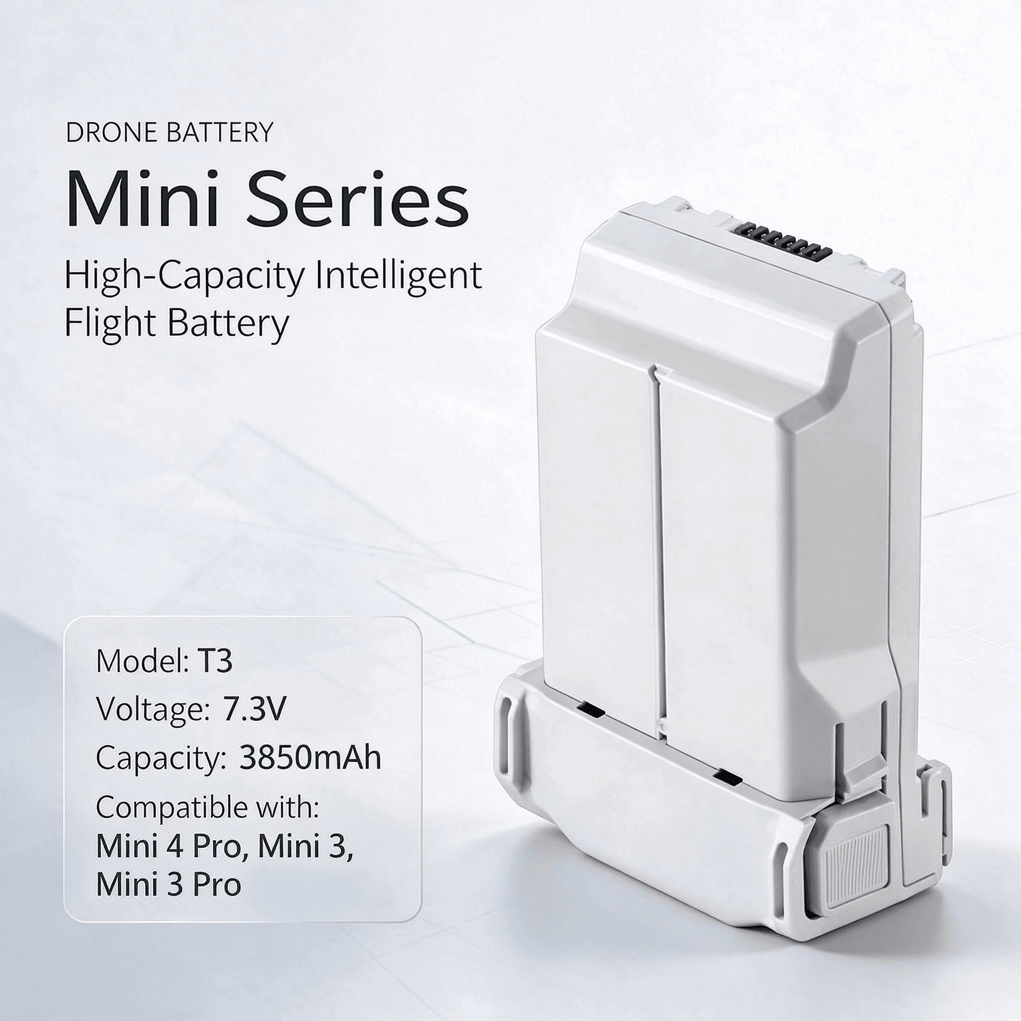 T3 7.3V 3850mAh Replacement Battery Compatible with DJI Mini 4 Pro, Mini 3 and Mini 3 Pro - 1
