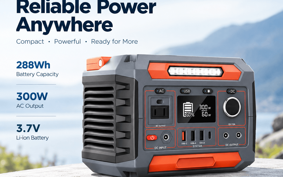 YQ-A3B 288Wh 300W Portable Power Station with Solar Charging and Wireless Charging