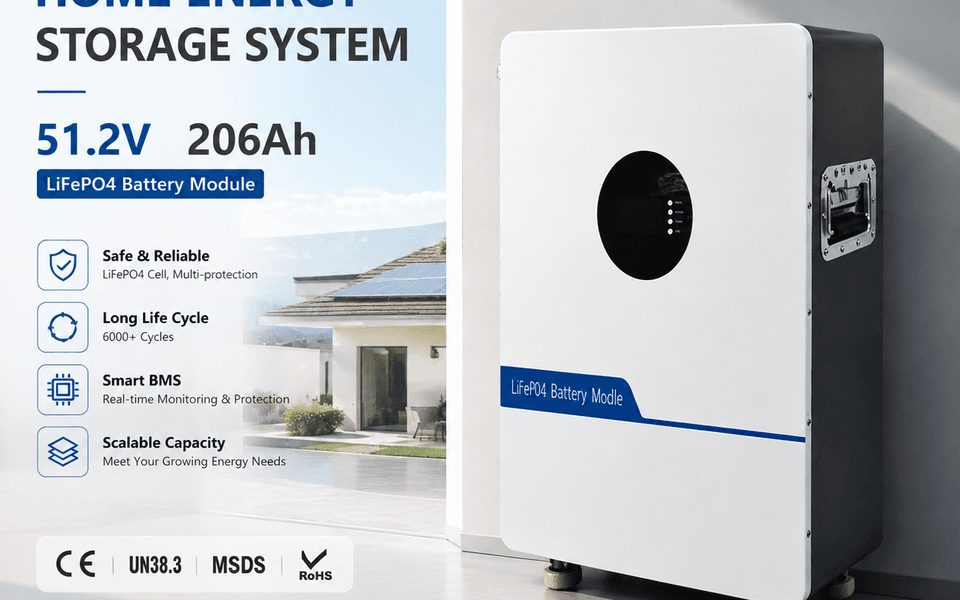 51.2V 206Ah 10kWh Solar Generator Home Energy Storage System LiFePO4 Battery with Long Cycle Life and Intelligent BMS System