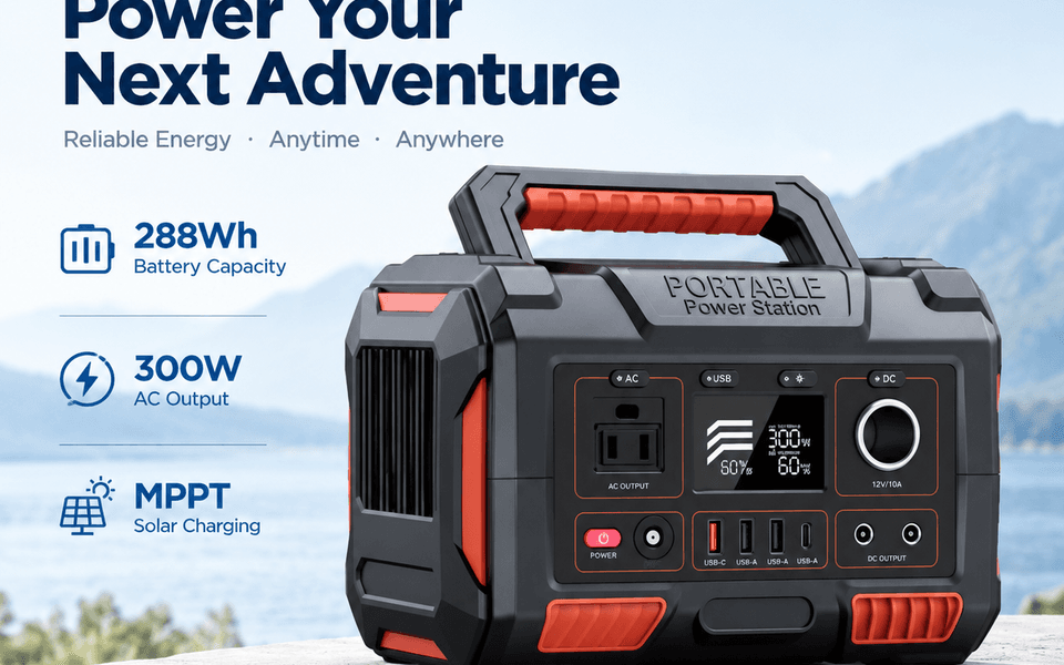 YQ-A3C 288Wh 300W Portable Power Station with Solar Charging and Wireless Charging