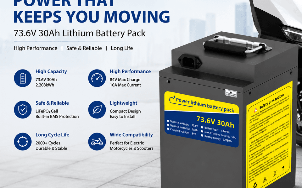 73.6V 30Ah 2kWh Electric Motorcycle Lithium LiFePO4 Battery with BMS Protection
