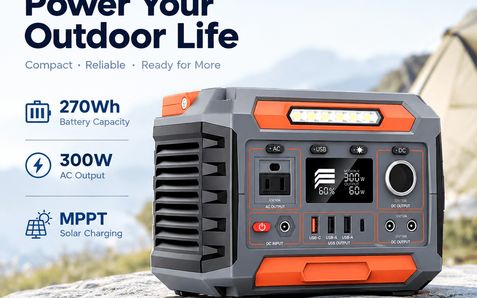 YQ-A3D 270Wh 300W Portable Power Station with Solar Charging and Wireless Charging