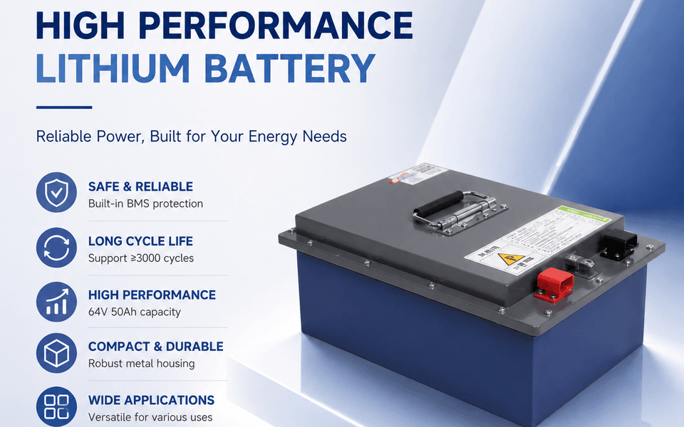 64V 50Ah 3.2 kWh LFP Battery Deep Cycle Lithium Battery for Three Wheels Four Wheels