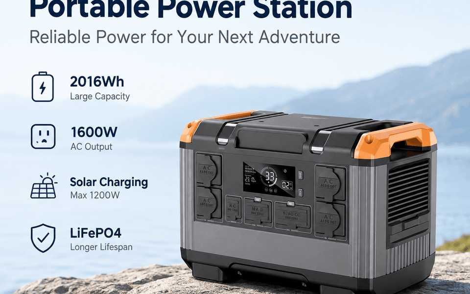 YQ-T20 2016Wh 2400W LiFePO4 Portable Power Station with UPS and MPPT Solar Charging