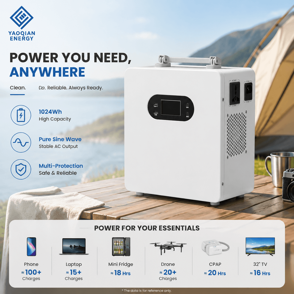 500W 1004Wh Solar Generator Portable Power Station with Long Cycle Life LiFePO4 Battery