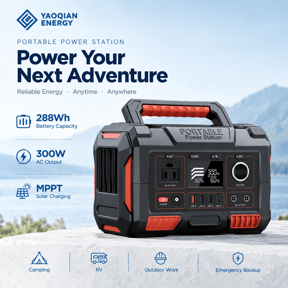 YQ-A3C 288Wh 300W Portable Power Station with Solar Charging and Wireless Charging