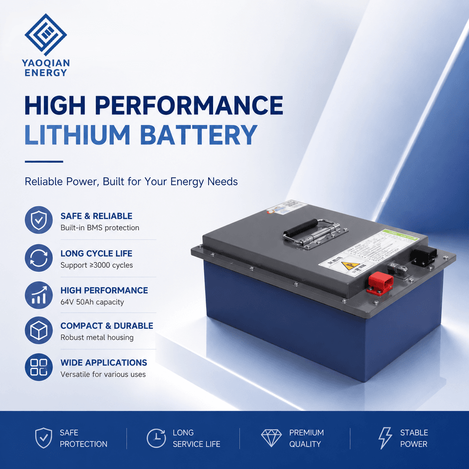 64V 50Ah 3.2 kWh LFP Battery Deep Cycle Lithium Battery for Three Wheels Four Wheels