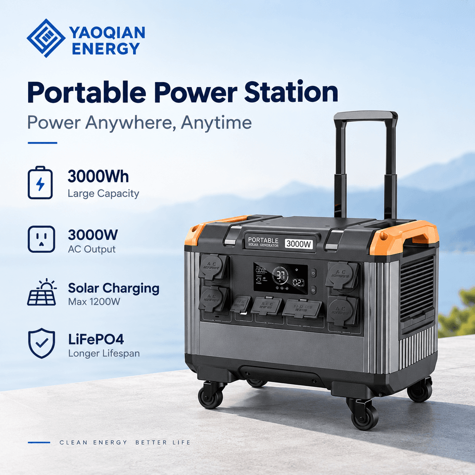 YQ-T30 2688Wh 3000W LiFePO4 Portable Power Station with UPS and MPPT Solar Charging