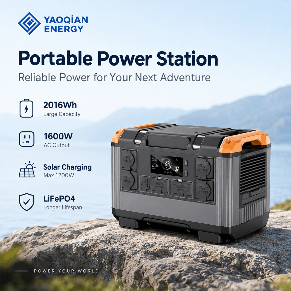 YQ-T20 2016Wh 2400W LiFePO4 Portable Power Station with UPS and MPPT Solar Charging