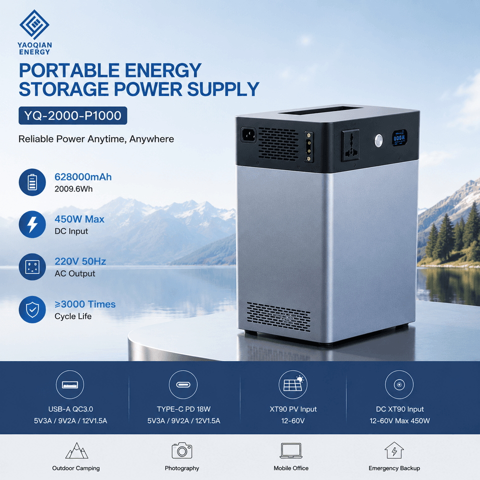 2kWh 700W All in One Portable Solar Energy Storage Built-in Inverter LiFePO4 Battery Power Station for Camping Home Emergency Power Backup